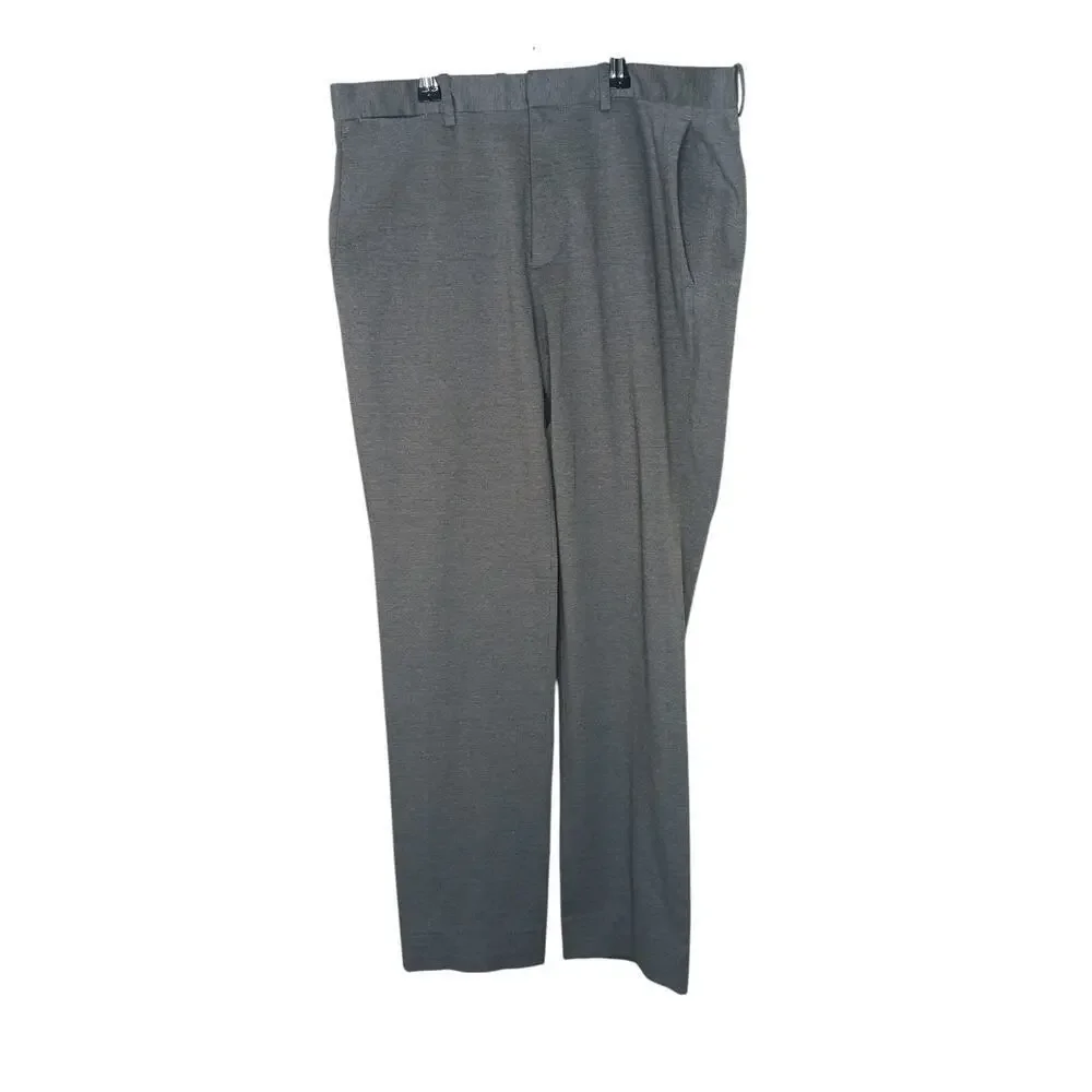 Theory Men’s Gray Dress Pants Size 32 High Density Knit Flat Front Slim Trousers